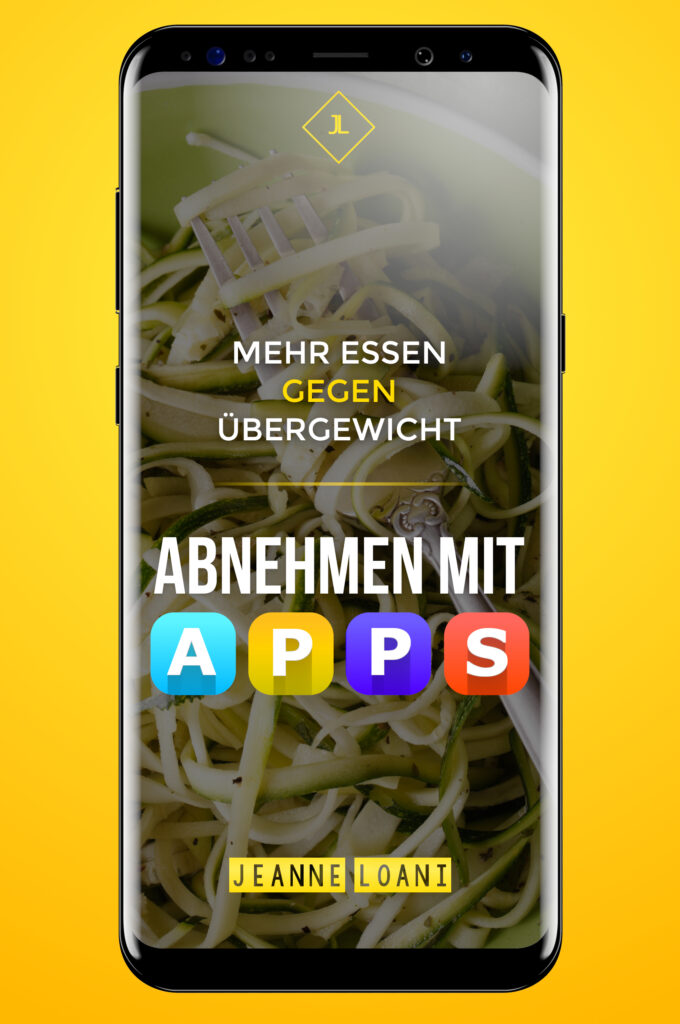 Stilisiertes Smartphone mit dem Buchtitel "Abnehmen mit Apps"